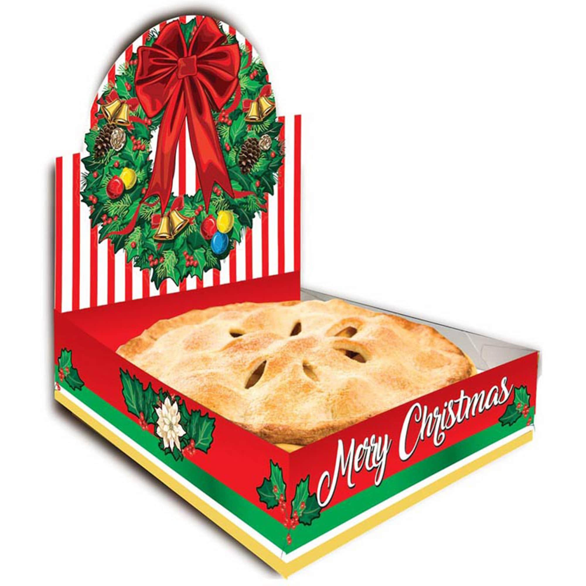 Christmas Pie Box ?C Holiday Wreath Design. 10in Pie Carrier for Gifting & Transport