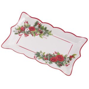 Christmas Floral 12 Shaped Paper Trays. 7ct ?C Holiday Roses. Holly & Ornaments