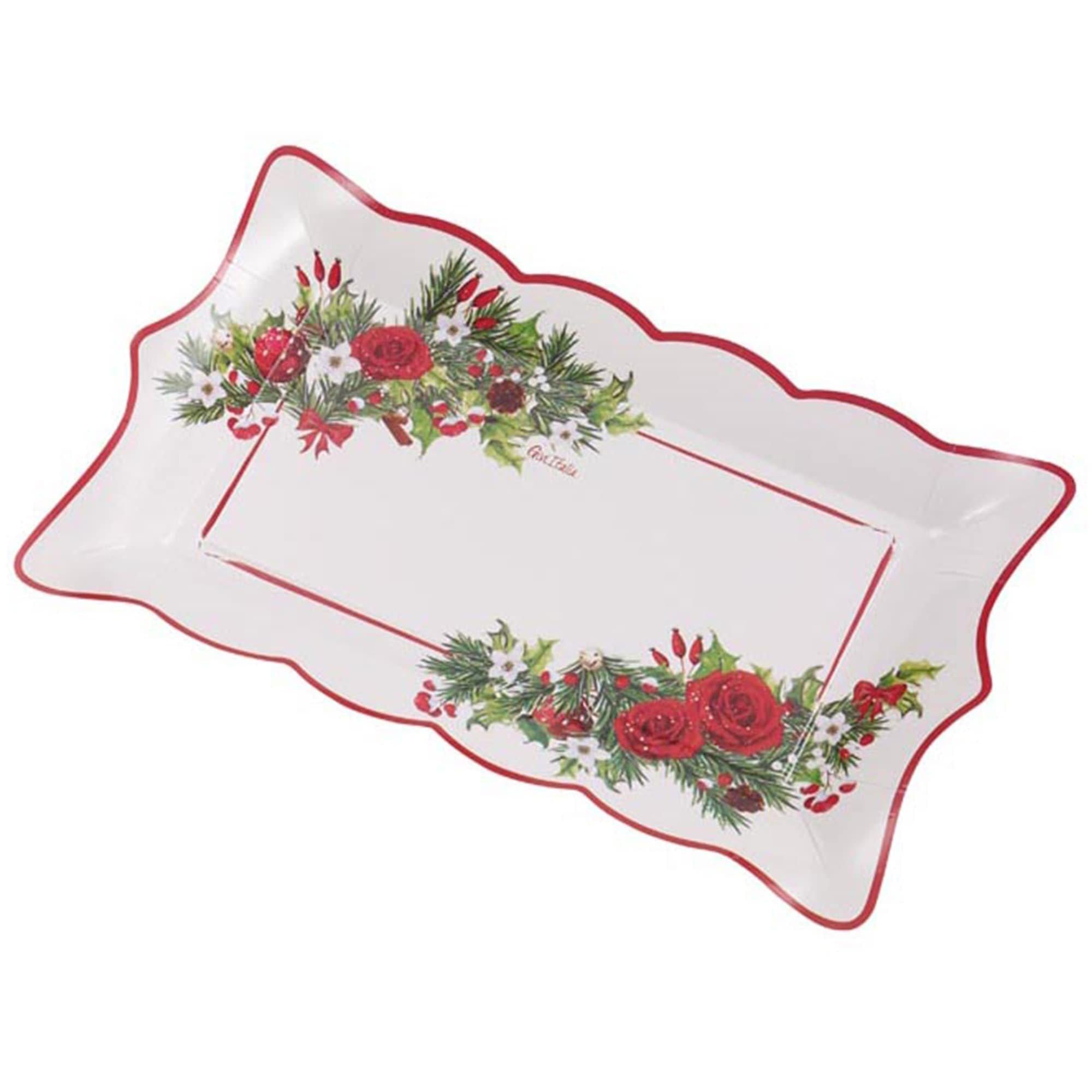Christmas Floral 12 Shaped Paper Trays. 7ct ??Holiday Roses. Holly & Ornaments