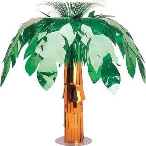Metallic Palm Tree Table Centerpiece. 20in ?C Tropical Foil Decor