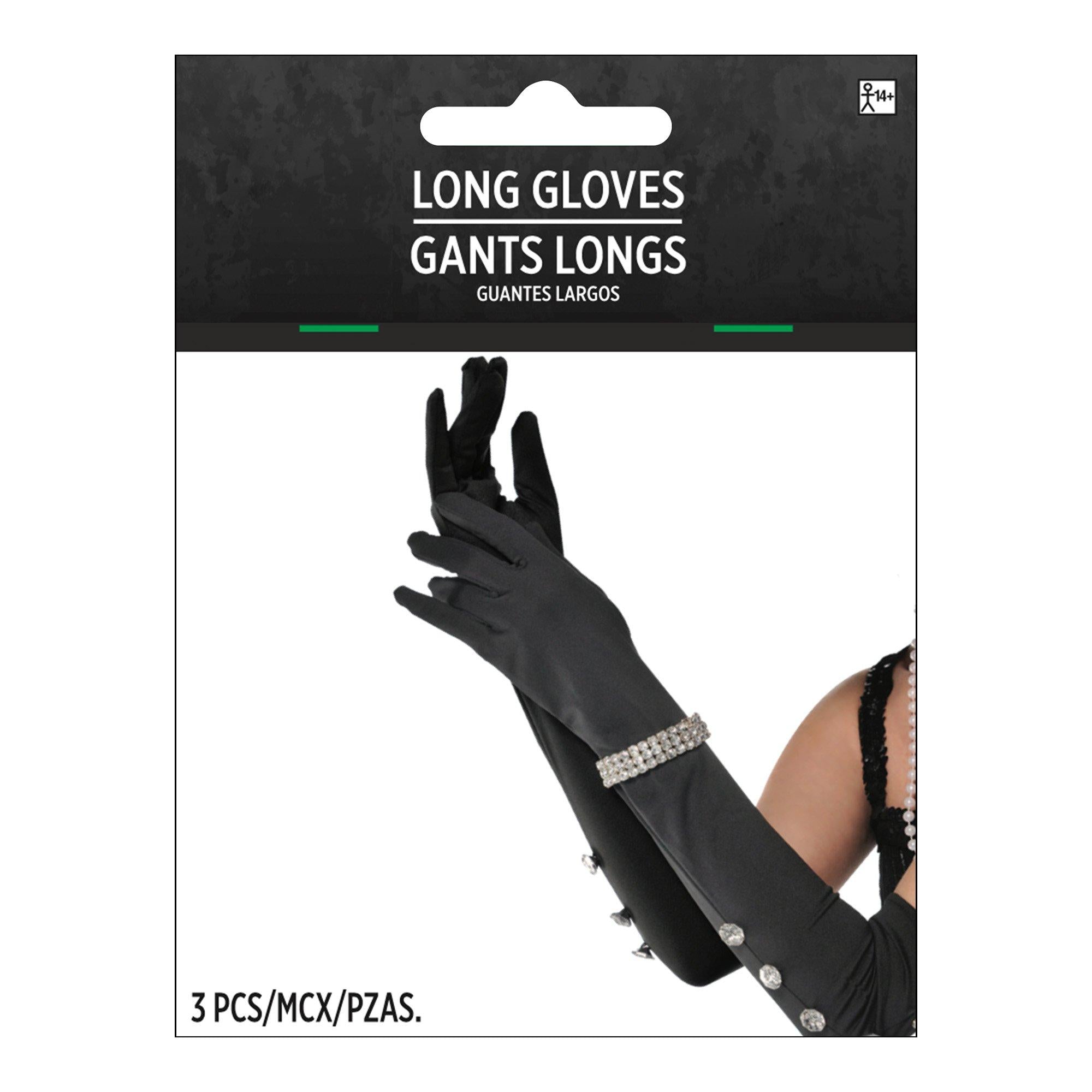 Long Satin Rhinestone Gloves - Image 3