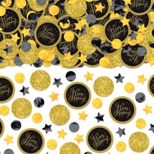 Black & Gold Birthday Confetti. 2.5oz ?C Cardstock & Plastic Mix