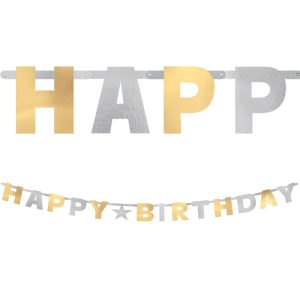 Metallic Gold & Silver Birthday Letter Banner