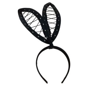 Black Lace-up Bunny Ear Headband