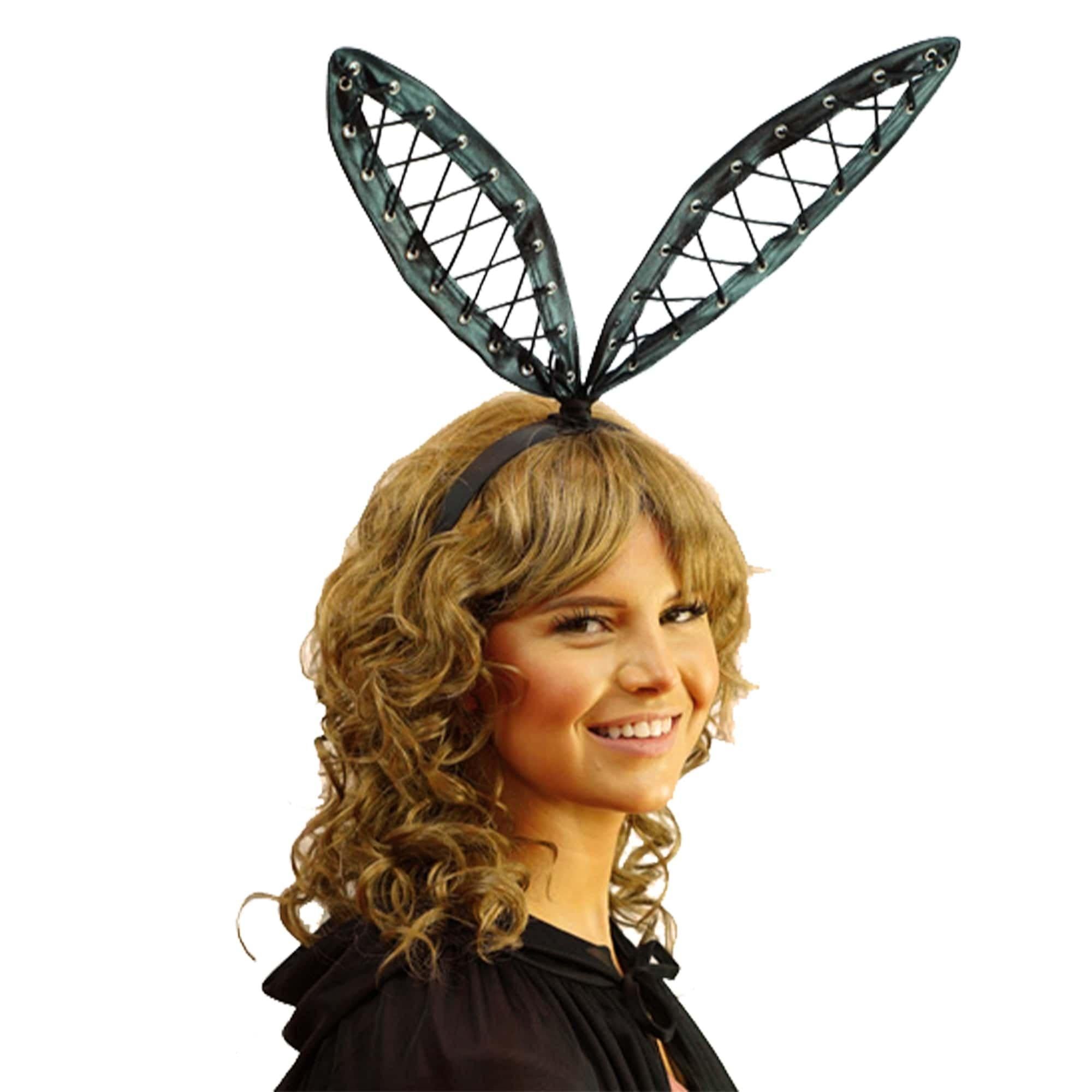 Black Lace-up Bunny Ear Headband - Image 2