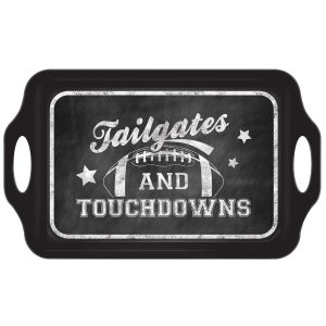 Tailgates & Touchdowns Football Melamine Platter Tray with Handles ??11.5in x 19in BPA-Free