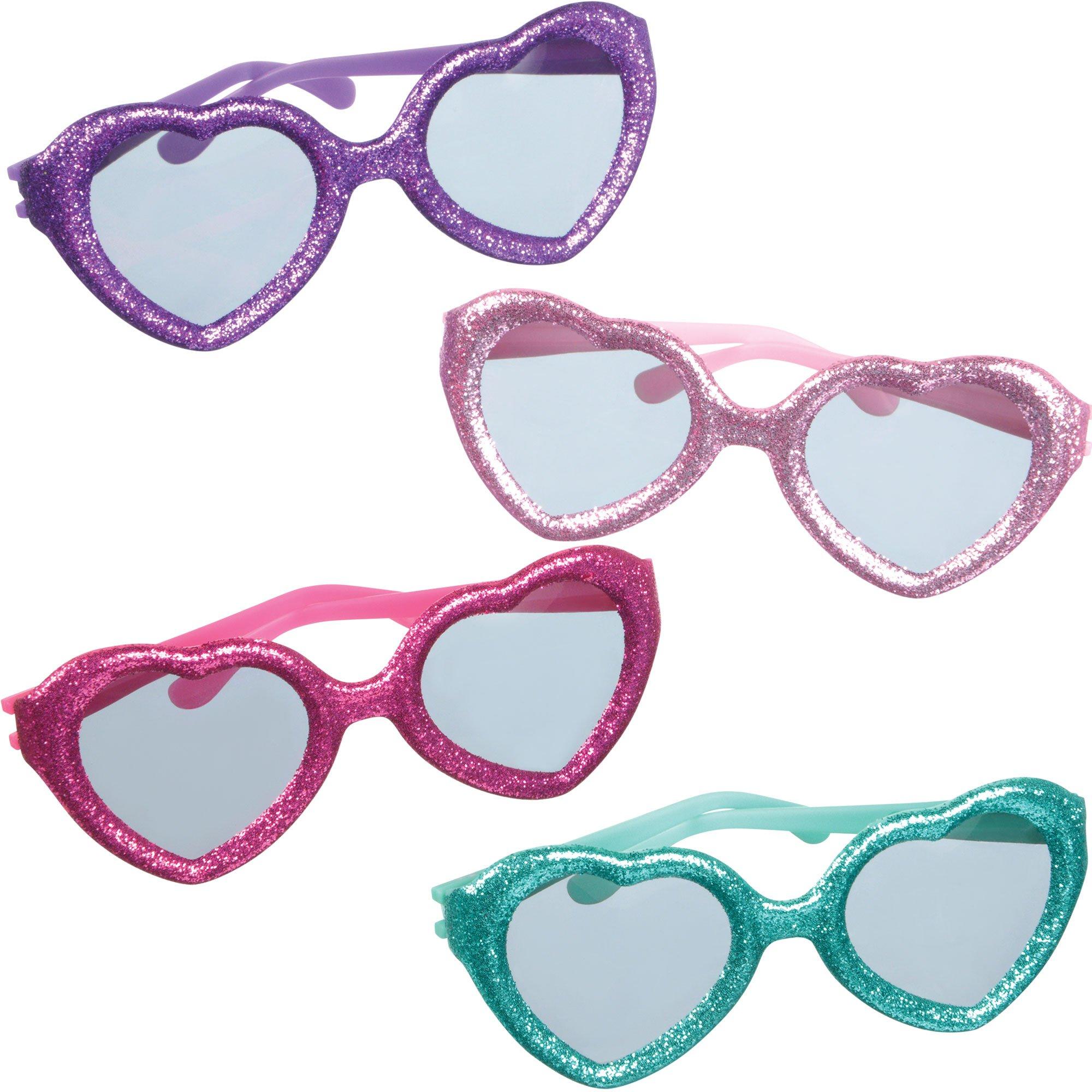 Glitter Heart Glasses 12ct ?C Sparkling Heart-Shaped Kids' Sunglasses
