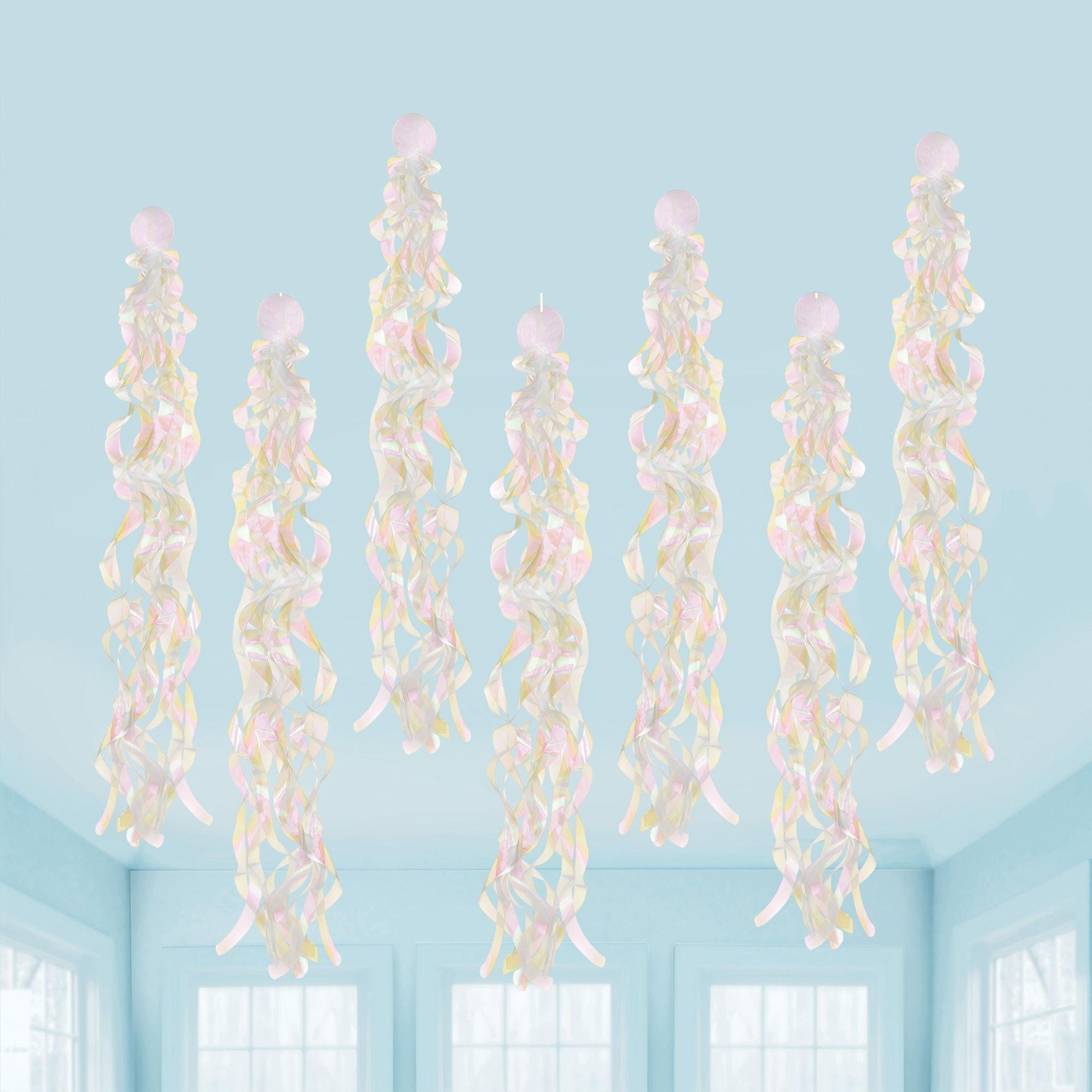Iridescent Luminous Rainbow Fabric Swirl Decorations. 34in. 10ct