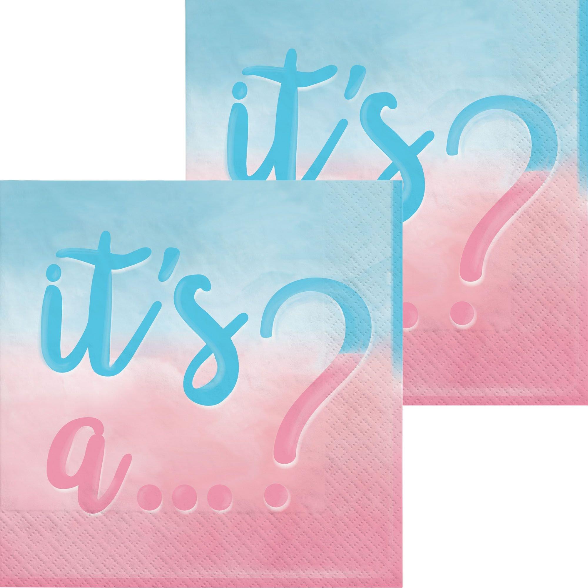 It's A??Gender Reveal Paper Beverage Napkins. 5in. 16ct - The Big Reveal