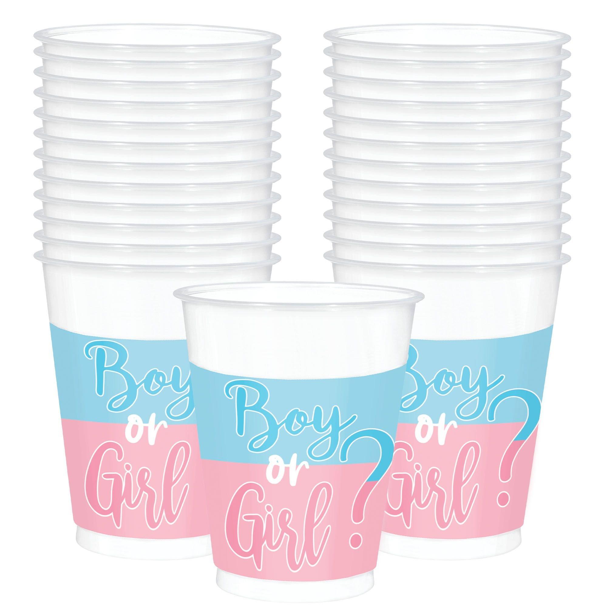 Boy or Girl? Gender Reveal Plastic Cups. 16oz. 25ct - The Big Reveal