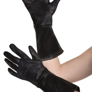 Black Long Leather Gloves for Kids