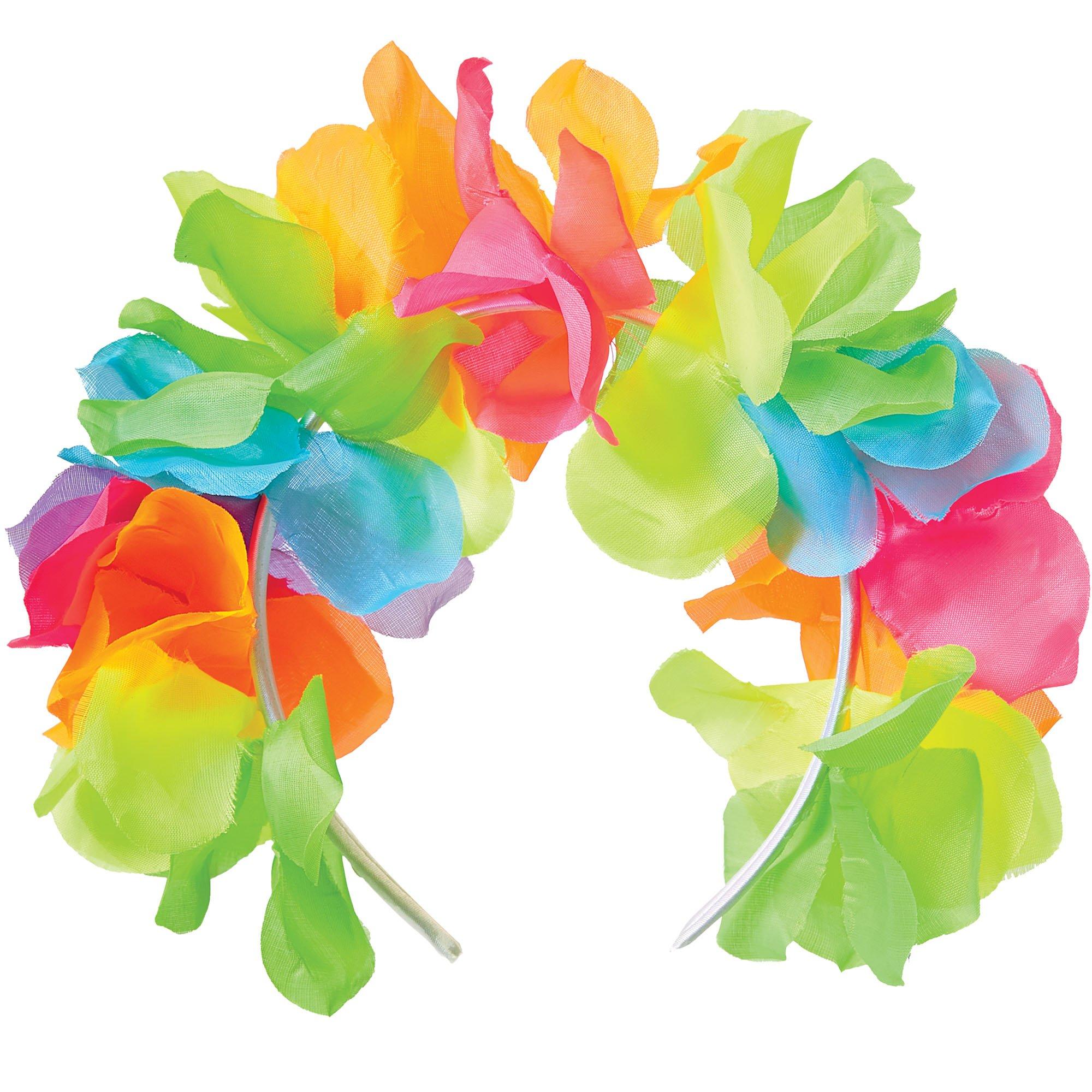 Neon Rainbow Flower Fabric & Plastic Headband