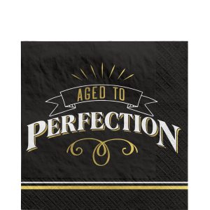 Black & Gold Aged to Perfection Birthday  Paper Lunch Napkins. 6.5in. 16ct - Better With Age