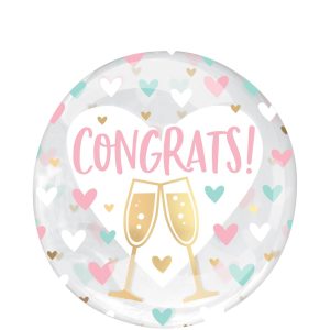 Congrats Hearts Plastic Balloon. 18in - Clearz?