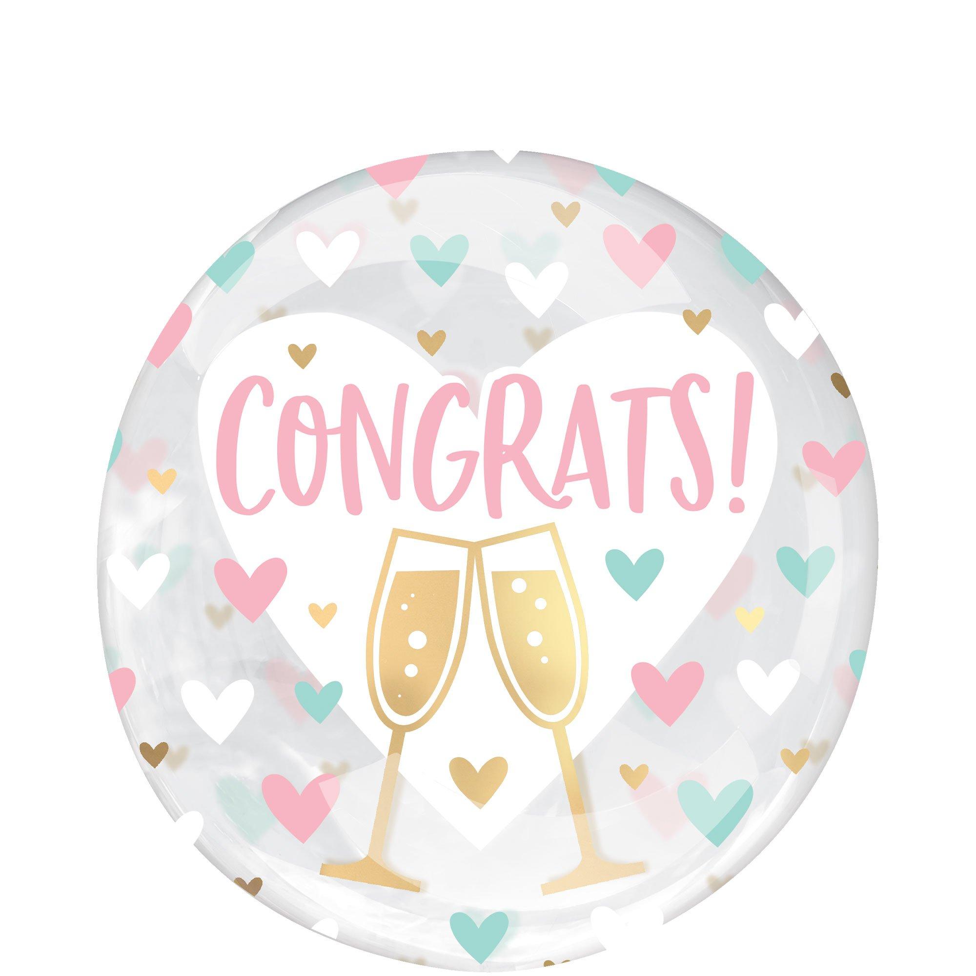 Congrats Hearts Plastic Balloon. 18in - Clearz?