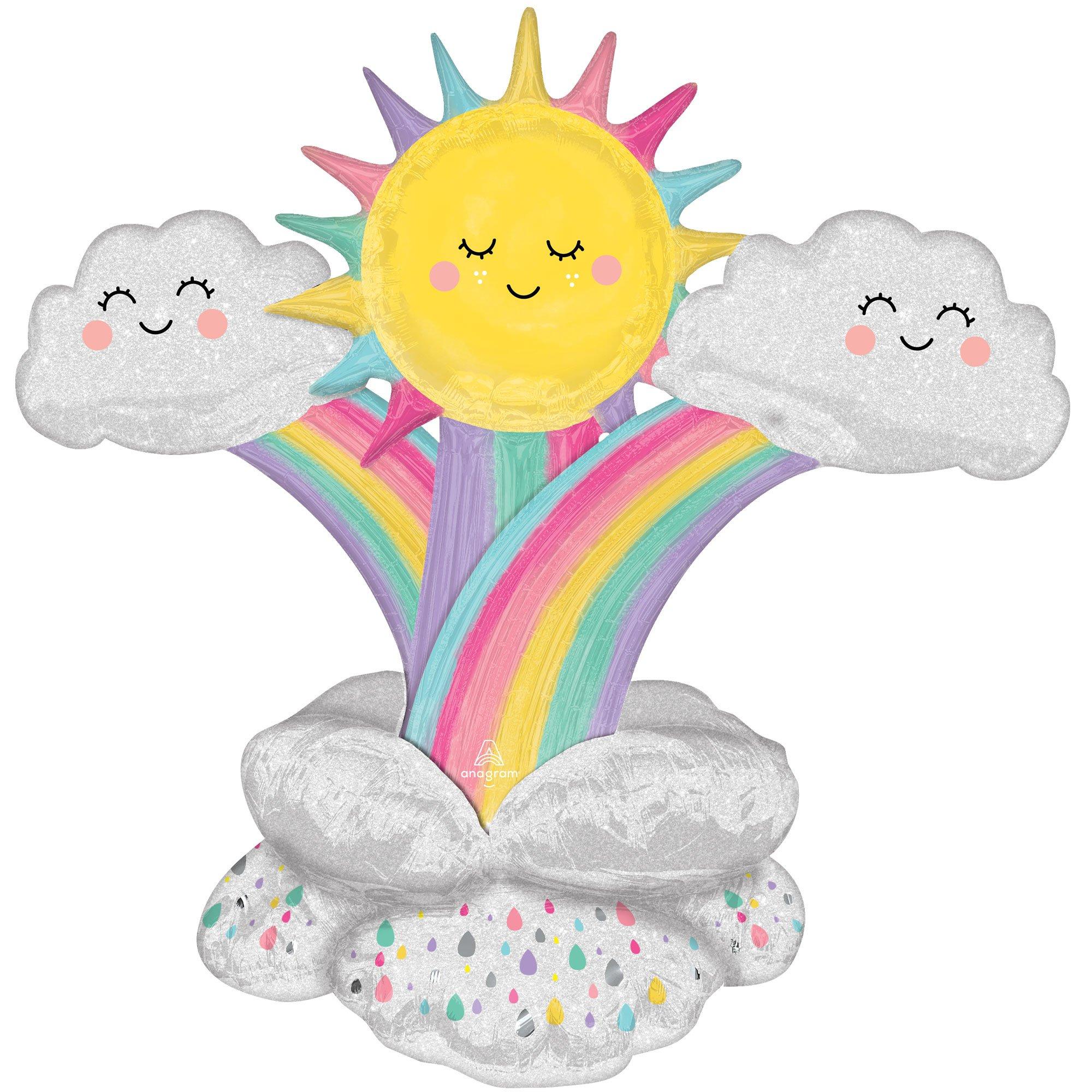 Stackerz??Sun. Clouds & Rainbows Foil Balloon. 45in