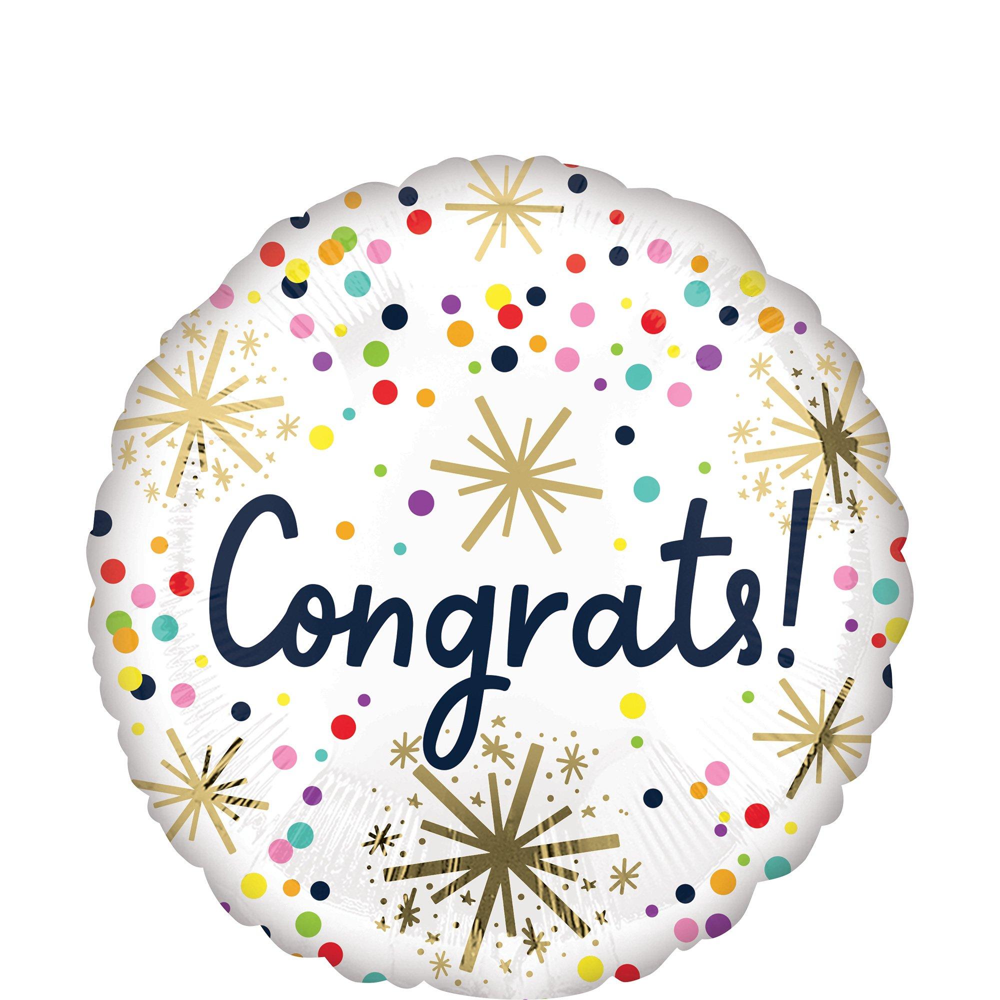 Confetti Sprinkle Congrats Foil Balloon. 18in