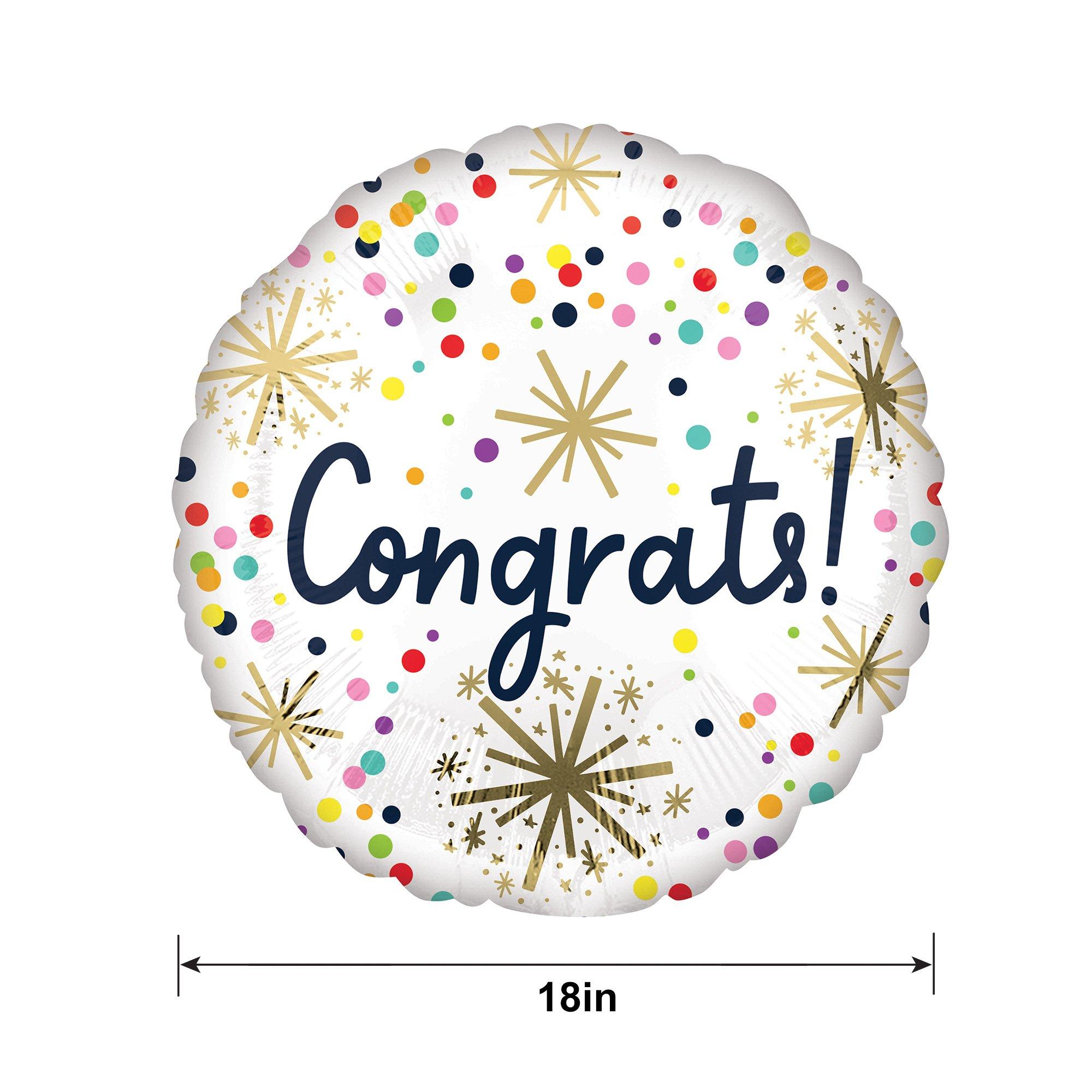 Confetti Sprinkle Congrats Foil Balloon. 18in - Image 2