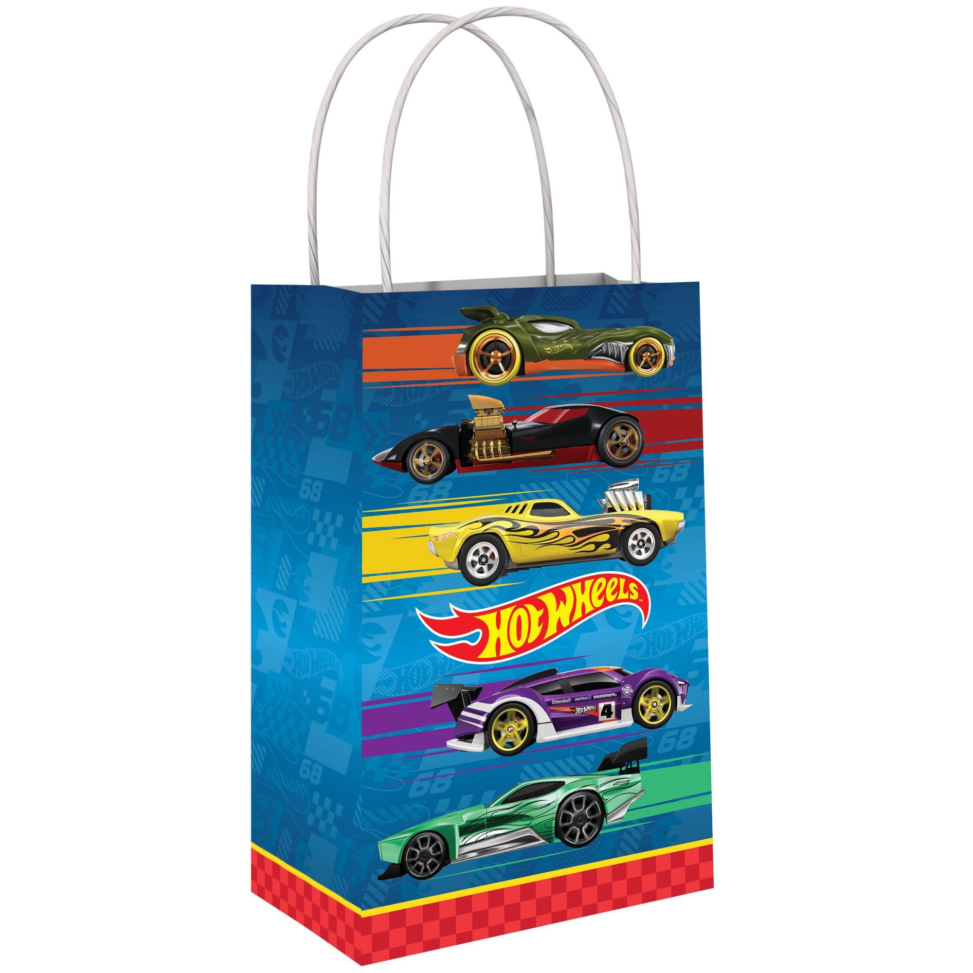 Hot Wheels Kraft Favor Bags. 5.25in x 8.25in. 8ct