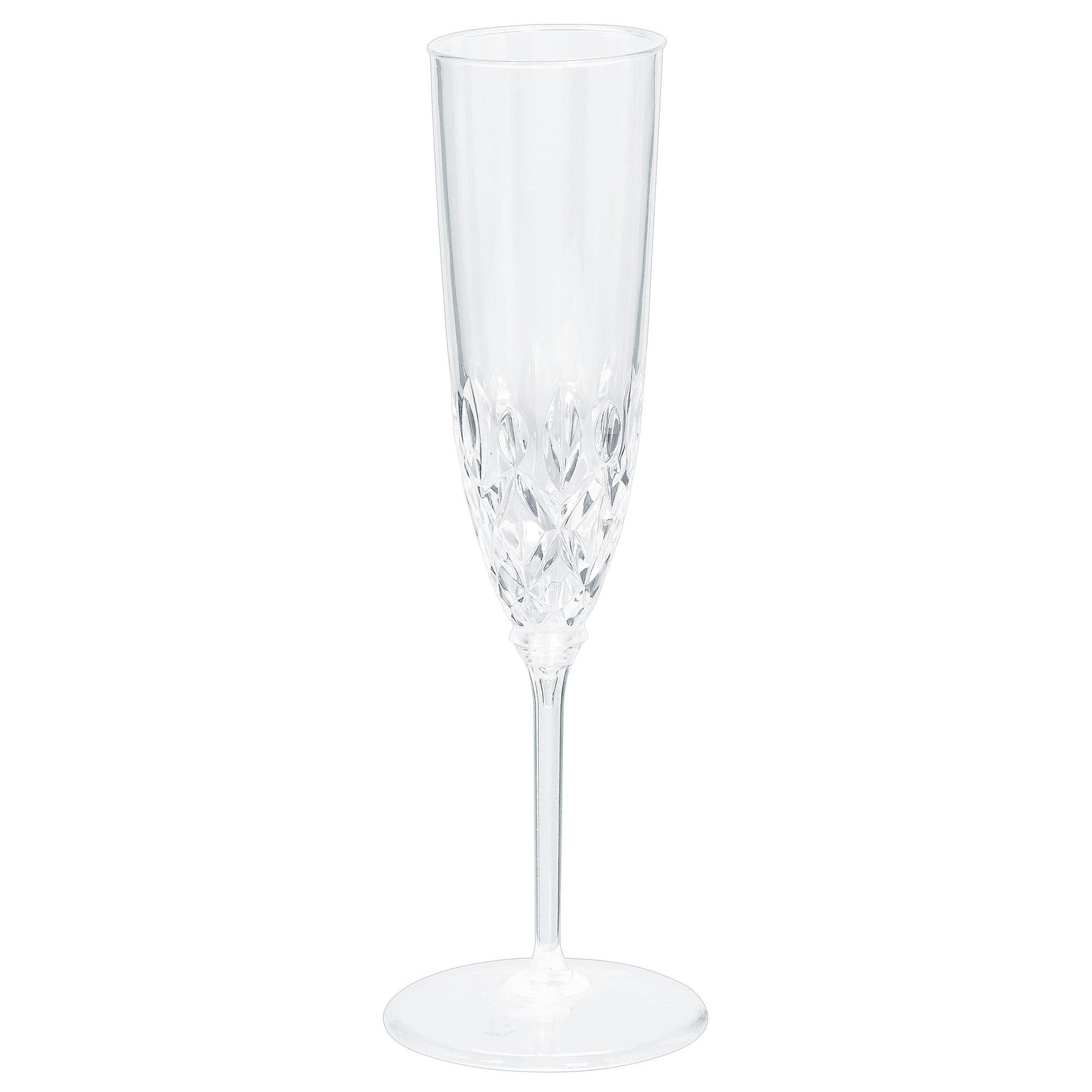 20ct Clear Premium Plastic Champagne Flutes ??4.5oz BPA-Free with Cut Glass Look