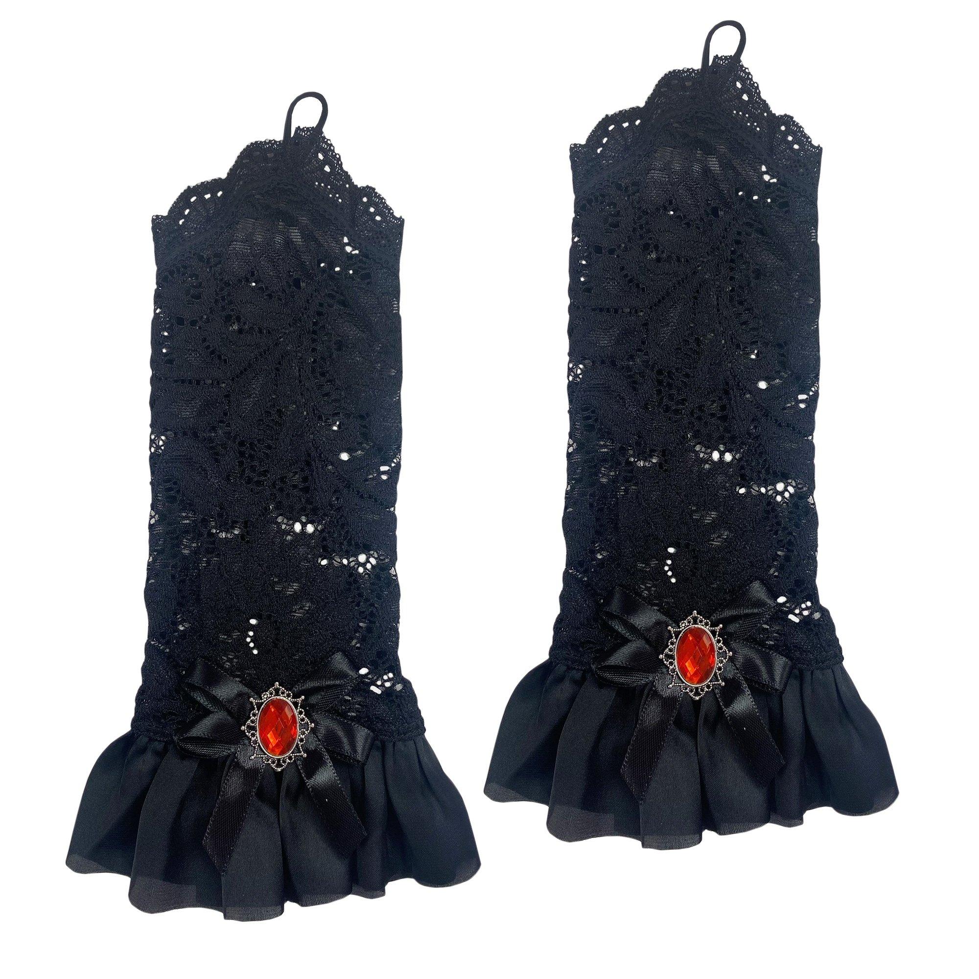 Adult Black Princess Lace Glovelettes - Image 2