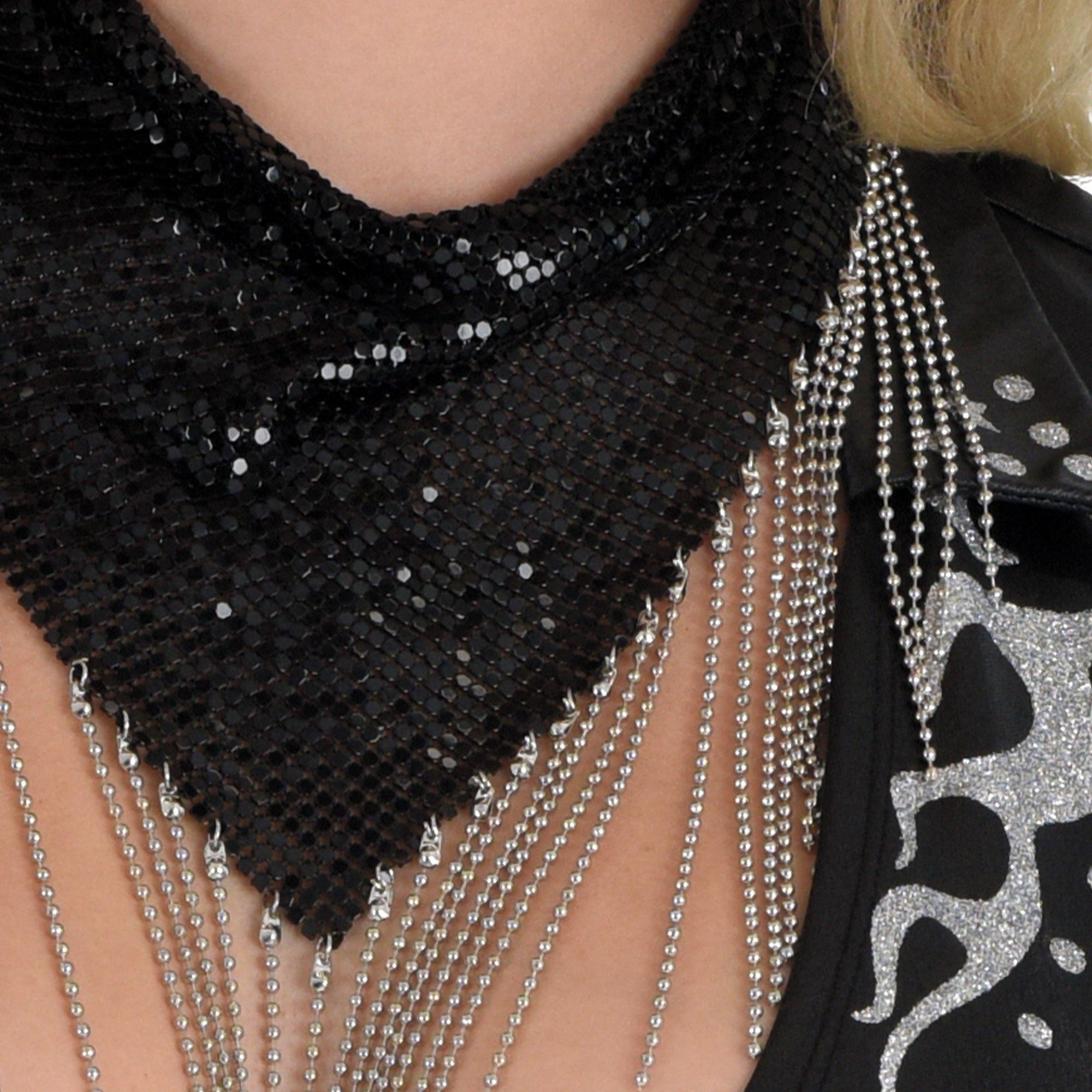 Sequin & Metal Fringe Glam Bandana Necklace - Image 3