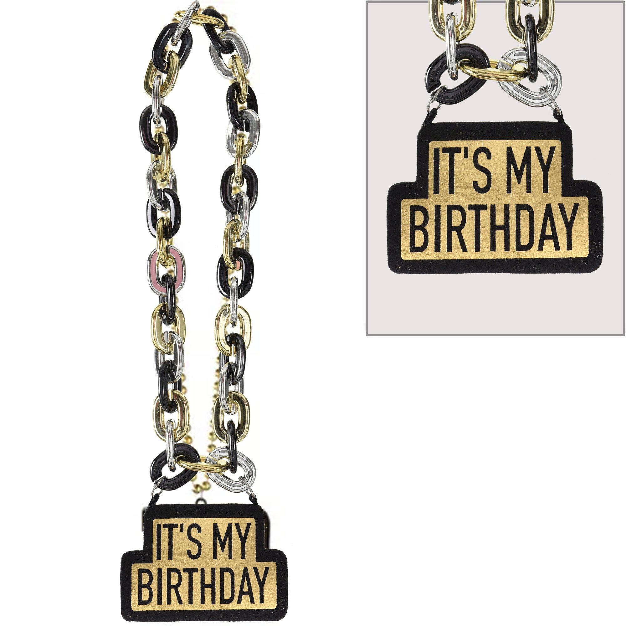 It's My Birthday Necklace ?C Black. Silver & Gold