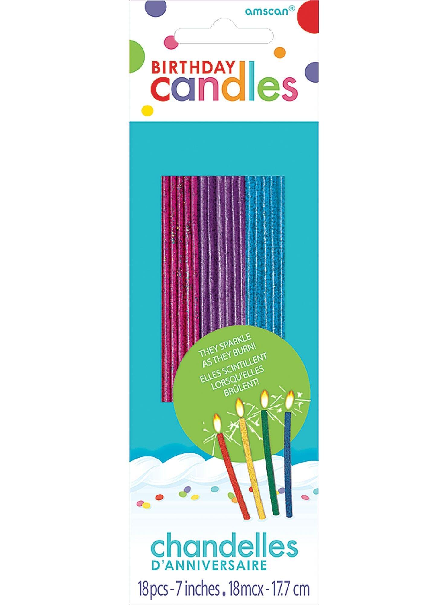 Tall Sparkler Birthday Candles. 18ct. Assorted Colors