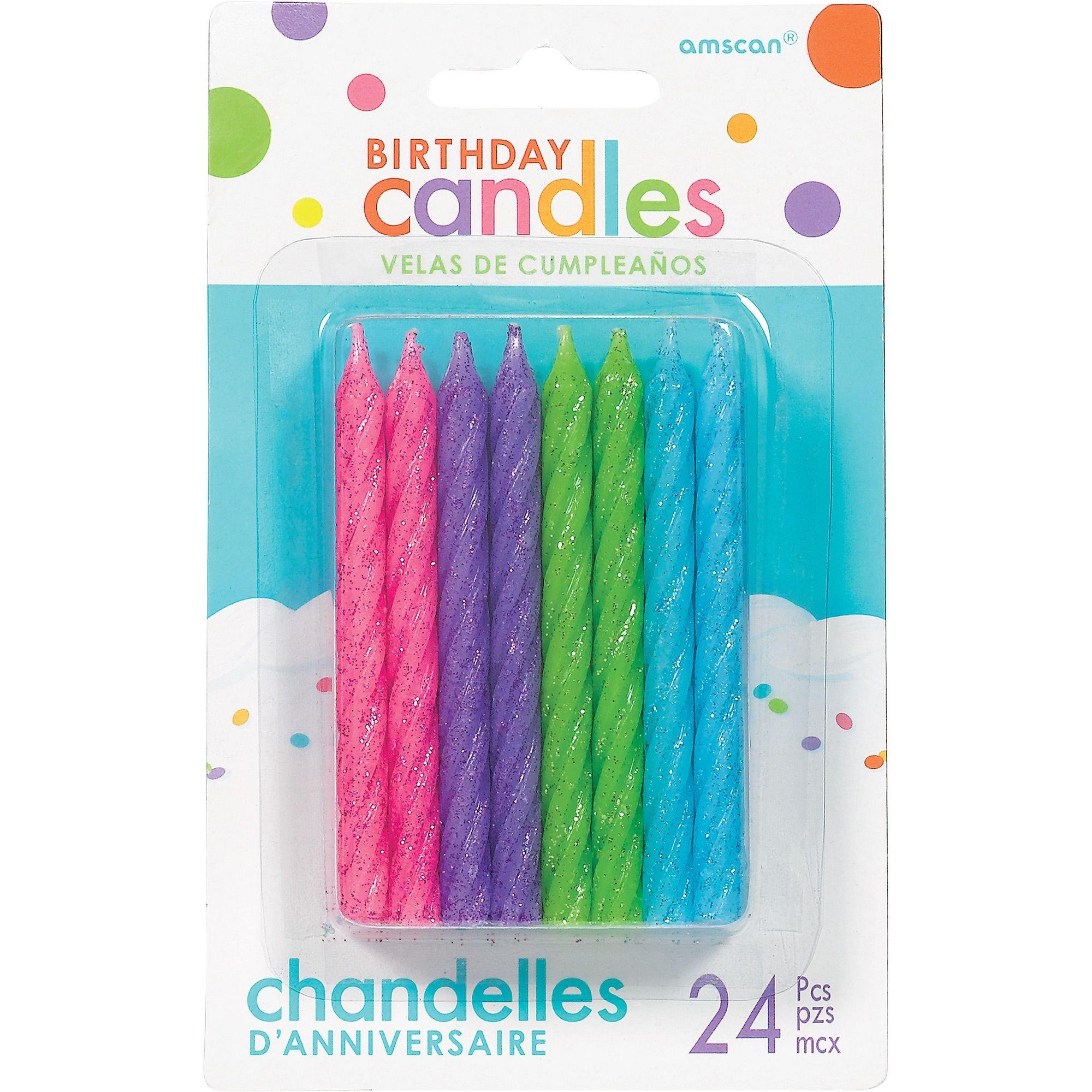 Glitter Spiral Birthday Candles. 24ct. Assorted Colors - Image 2