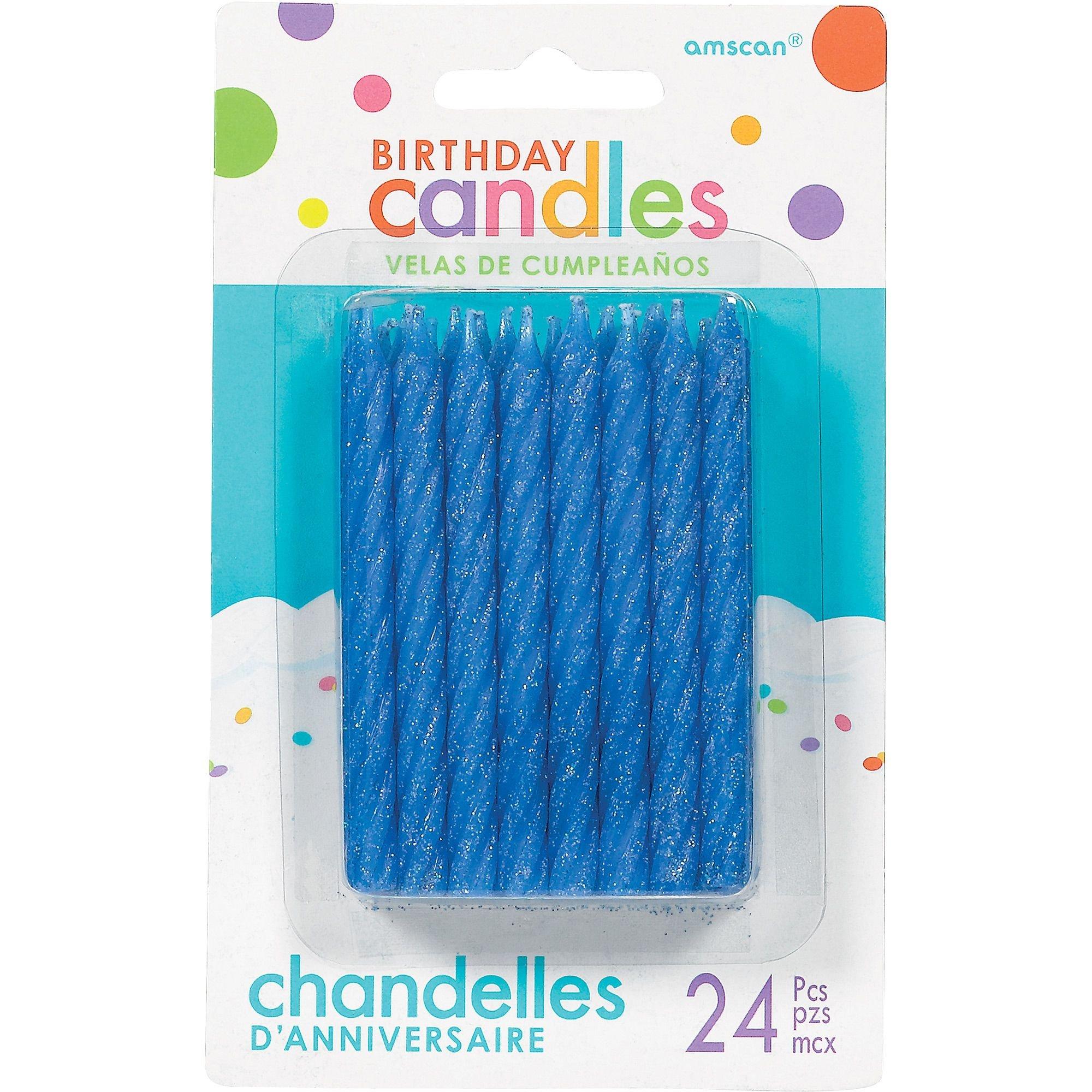 Glitter Spiral Birthday Candles. 24ct. Assorted Colors