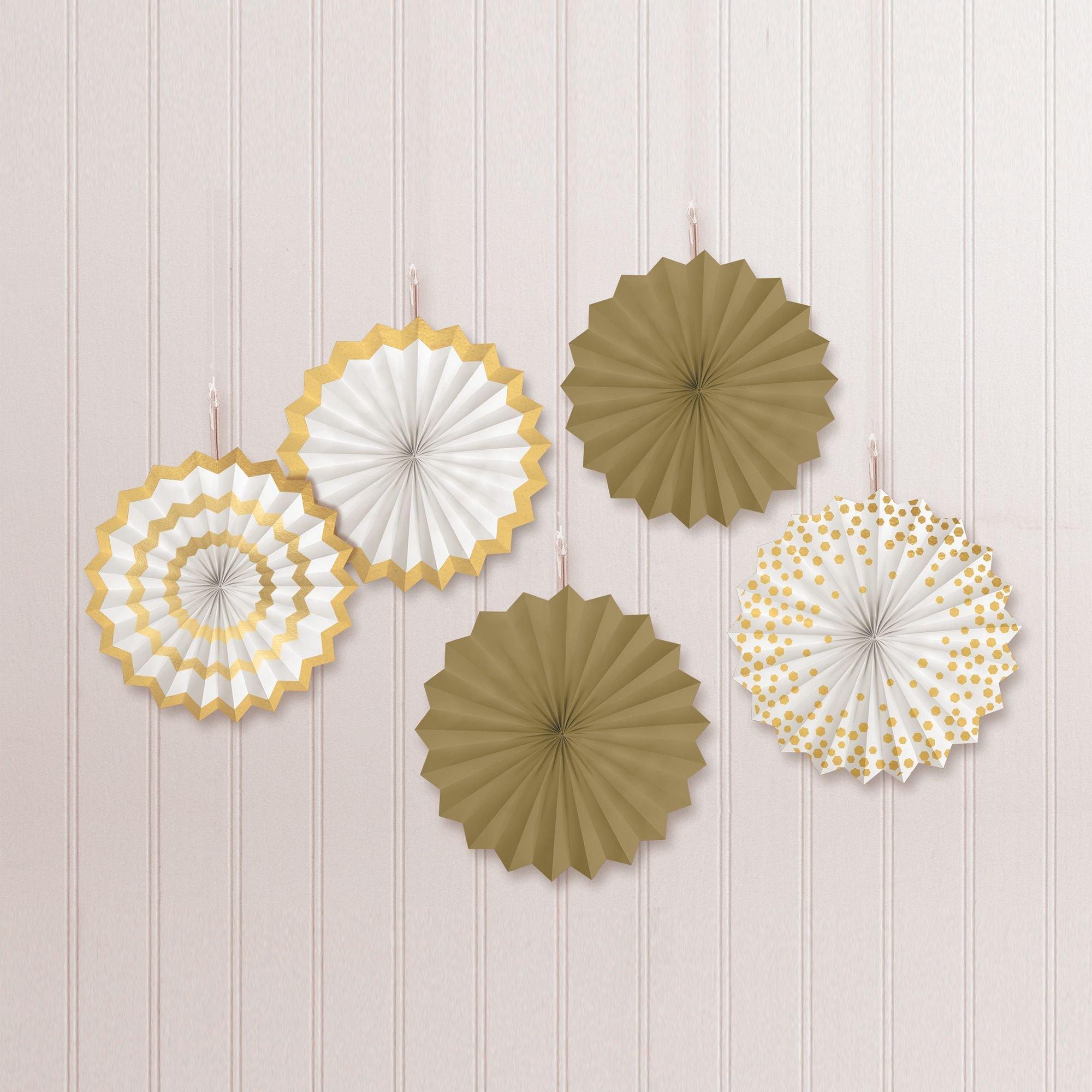Mini Paper Fan Decorations. 6in. 5ct. Assorted Colors