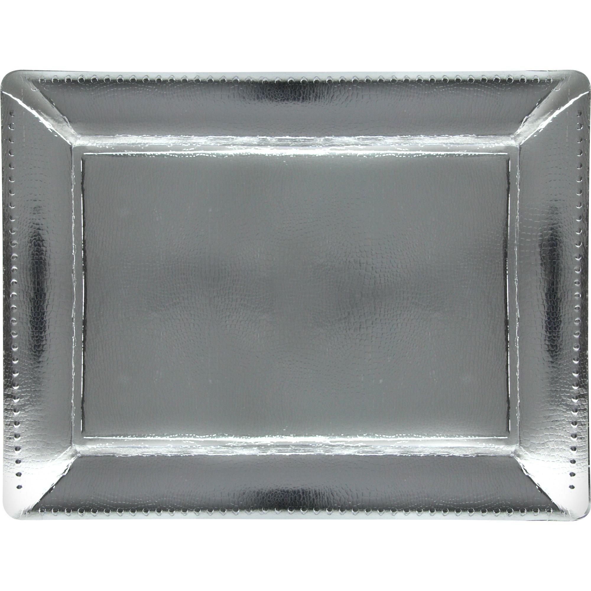 Metallic Paper Rectangular Platters. 16in. 2ct. Assorted Colors