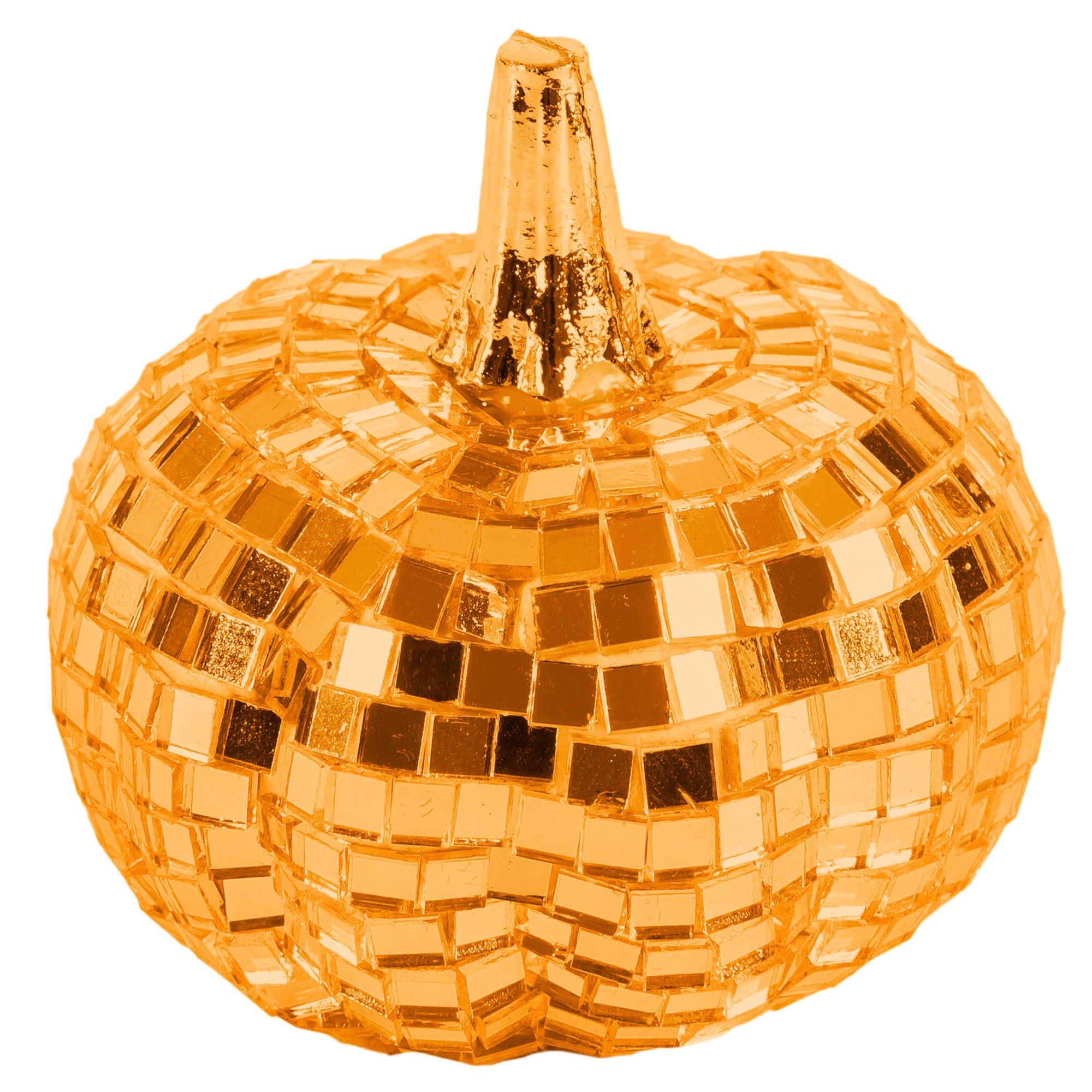 Mirrored Glass & Foam Pumpkin Decoration. Assorted Colors. Multiple Sizes