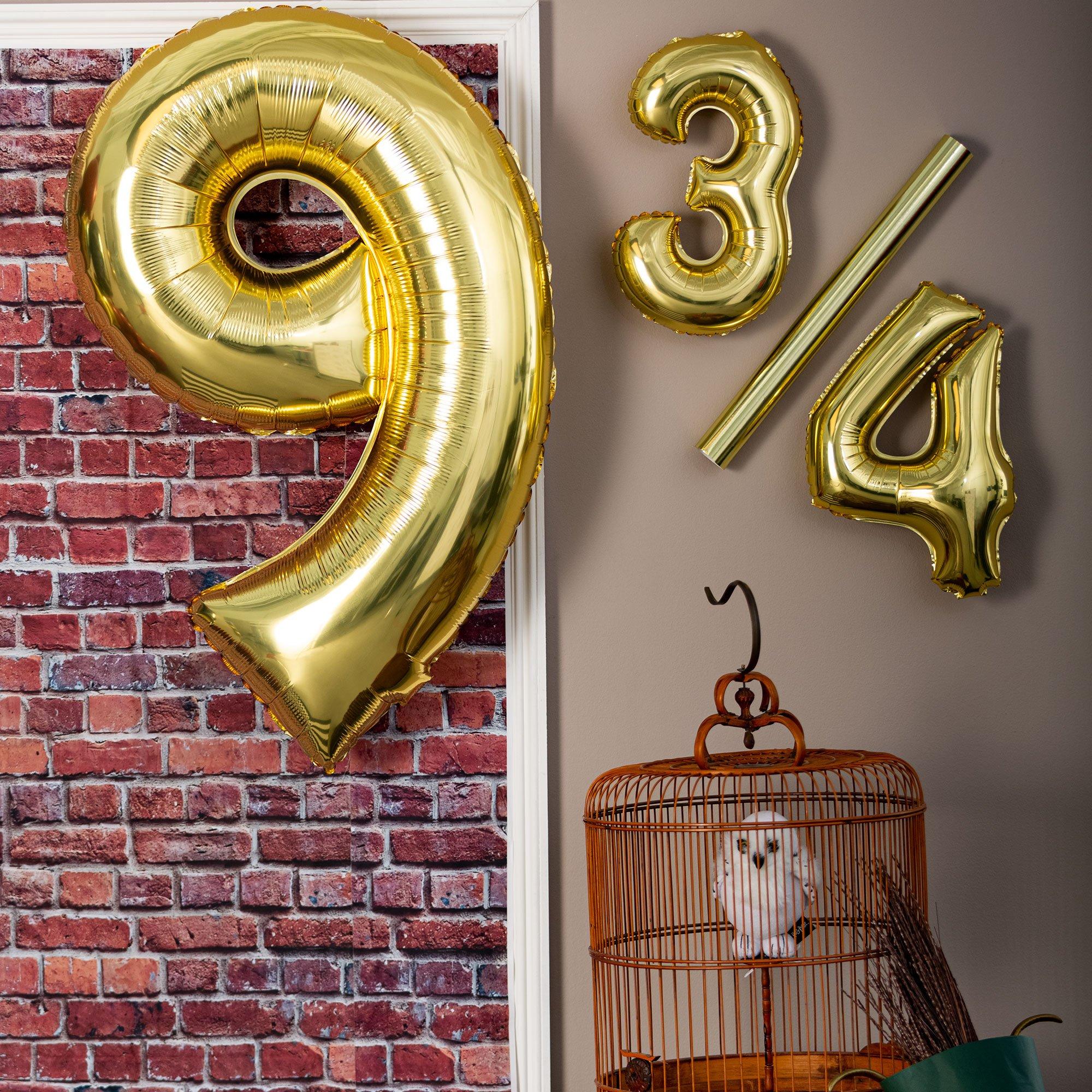 13in Air-Filled White Gold Number (0-9) Balloon - Image 19