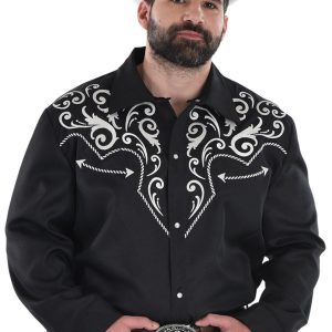 Adult Black Western Plus Size Cowboy Shirt